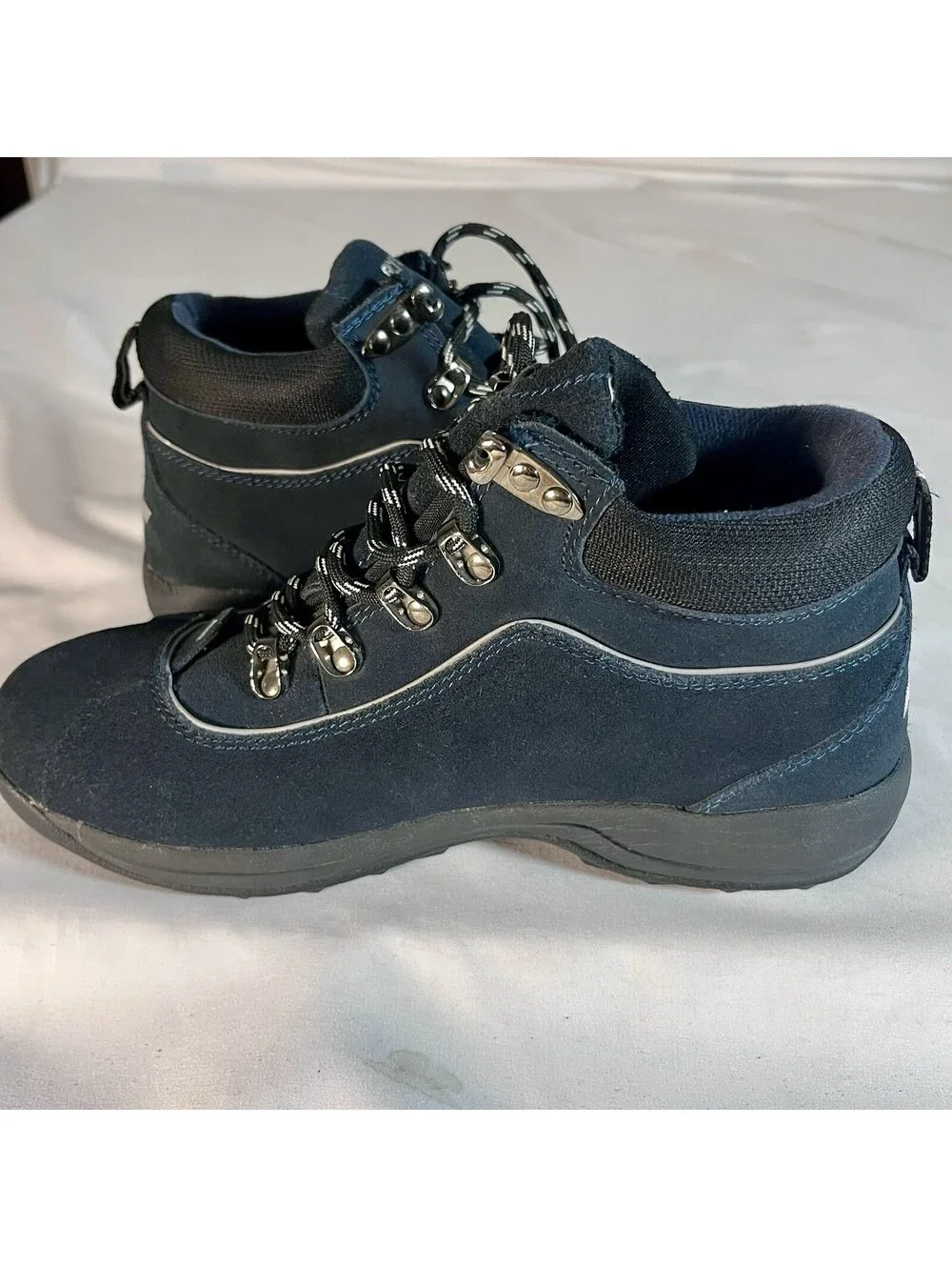 Ryka  Women's Suede Hiking Boots Navy Blue Lace-Up Ankle Outdoor Shoes 8.5
